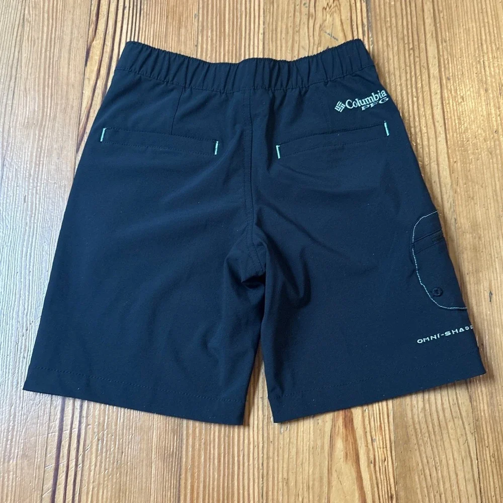 Columbia PFG Shorts Kids Black Performance Fishing Cargo SIZE S (8)